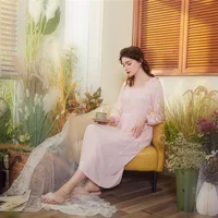 

Long Sleeve Princess Style Sleepwear Ladies Plain White Vintage Nightgown