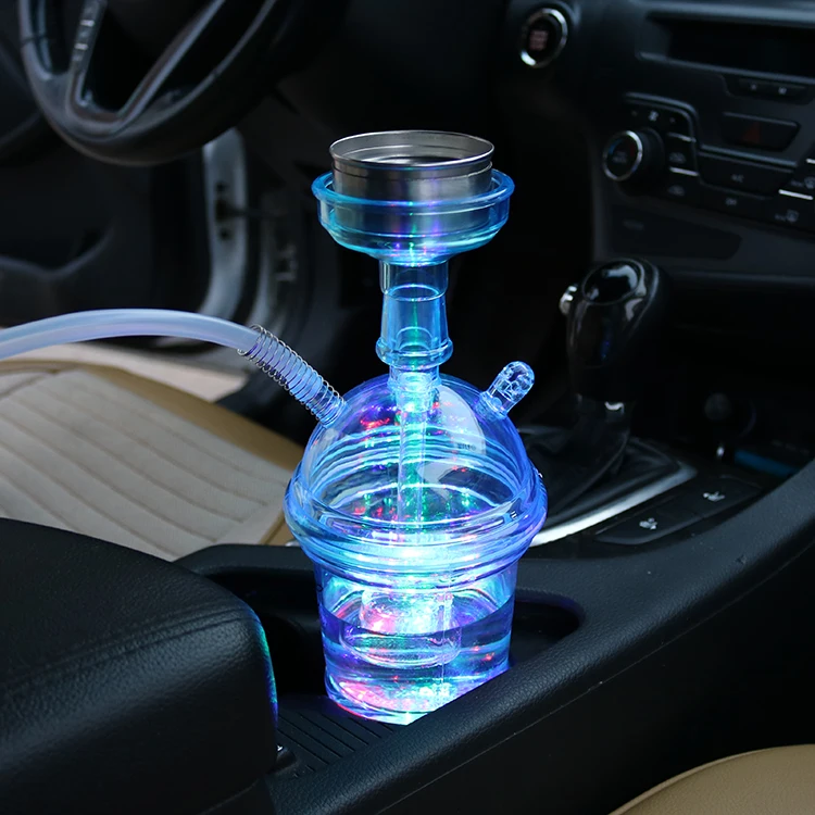 2019 new hot sell cheap hookah plastic wholesale car chicha portable hookah bottle shisha cup with LED light for sale