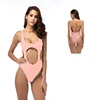Simple Design Padded High Cut Women One Piece Swimsuit Blank Bikini