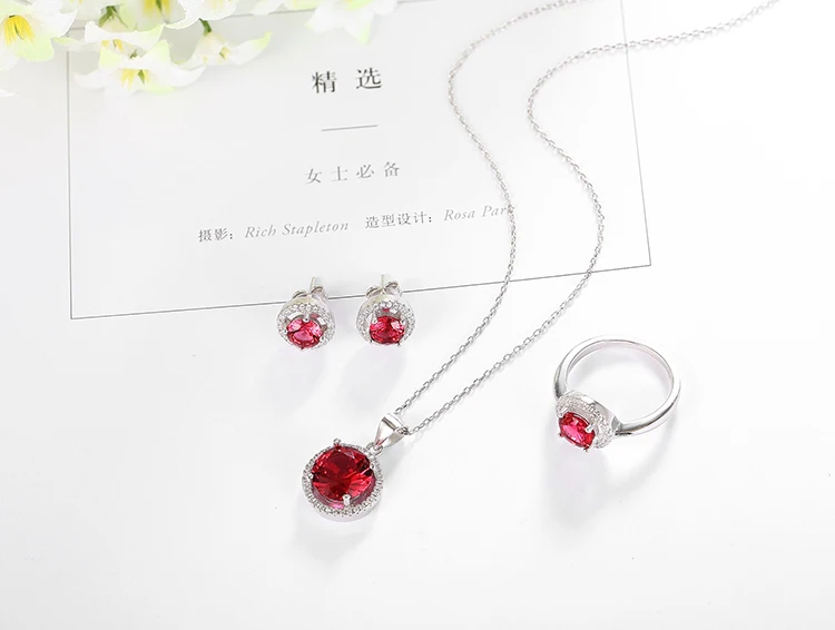 Wholesale Alibaba Fine Ruby Stone 925 Sterling Silver Beautiful Jewelry