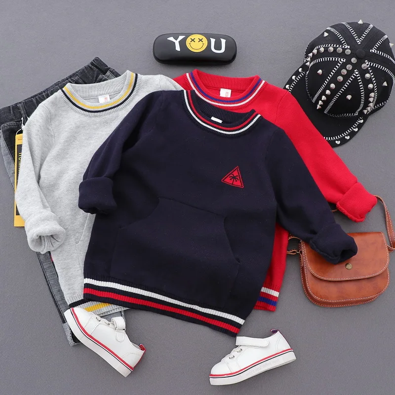 

New design boy sweater high quality fashion kids winter sweater, Red/navy/gray