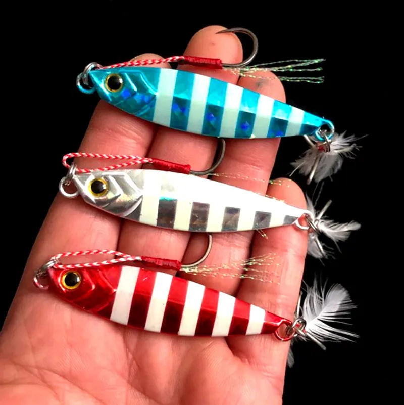 

1PC Luminous Stripe Metal Jig Spoon 20g 30g Fishing Lure Jigs Bait Slow Shaking Artificial Lures Lead Spinnerbait Fish Bass, N/a