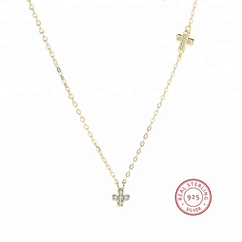 

Shenzhen Silver Factory Plated 24K Yellow Gold Fashion Women Sterling Silver Cross Necklace, White;gold