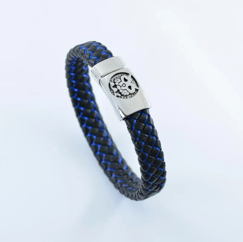 

180802501 men's bio Japanese magnetic bracelet magnetic leather men bracelet pu owl leather bracelet man, As photo