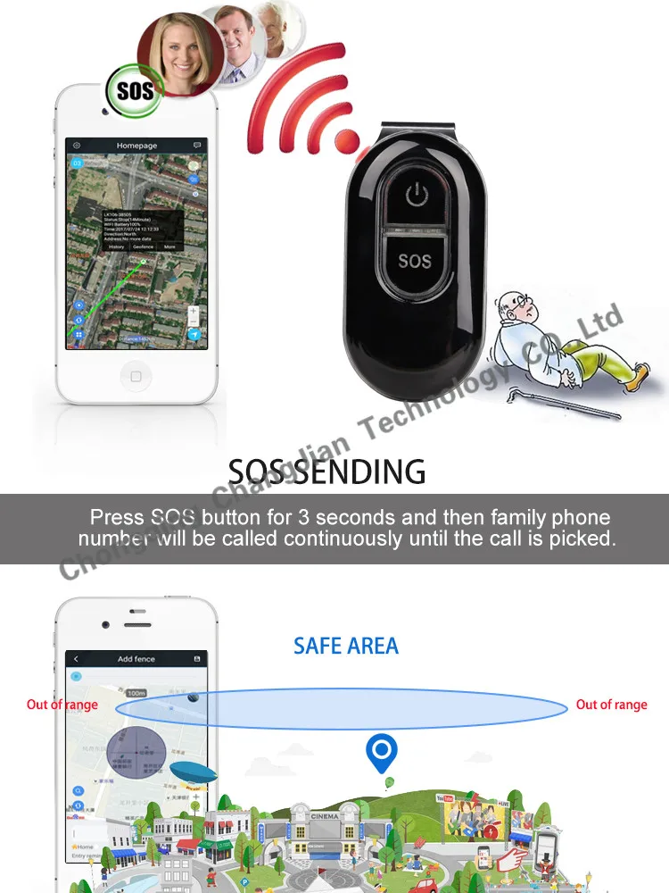 Two Color(white&black) Human Gps Tracking Earrings For Kids With Sos