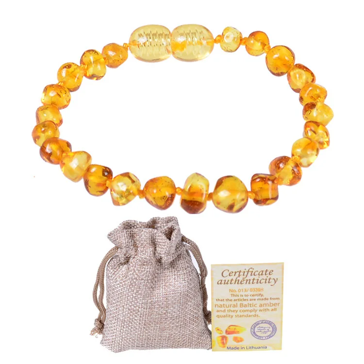 

Baby Teething Nature Bead Baltic Amber Bracelet, As picture