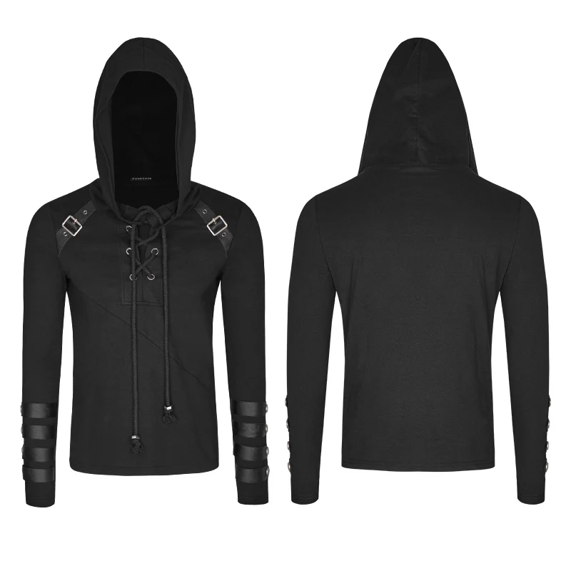 T-483 Punk pullover slim fit hoodies heavy metal men sweatshirt