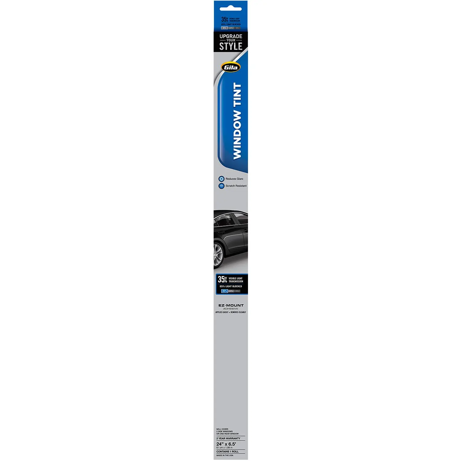 Gila Basic 35% VLT Automotive Window Tint DIY Glare Control UV Blocking 2ft x 6.5ft (24in x 78in)