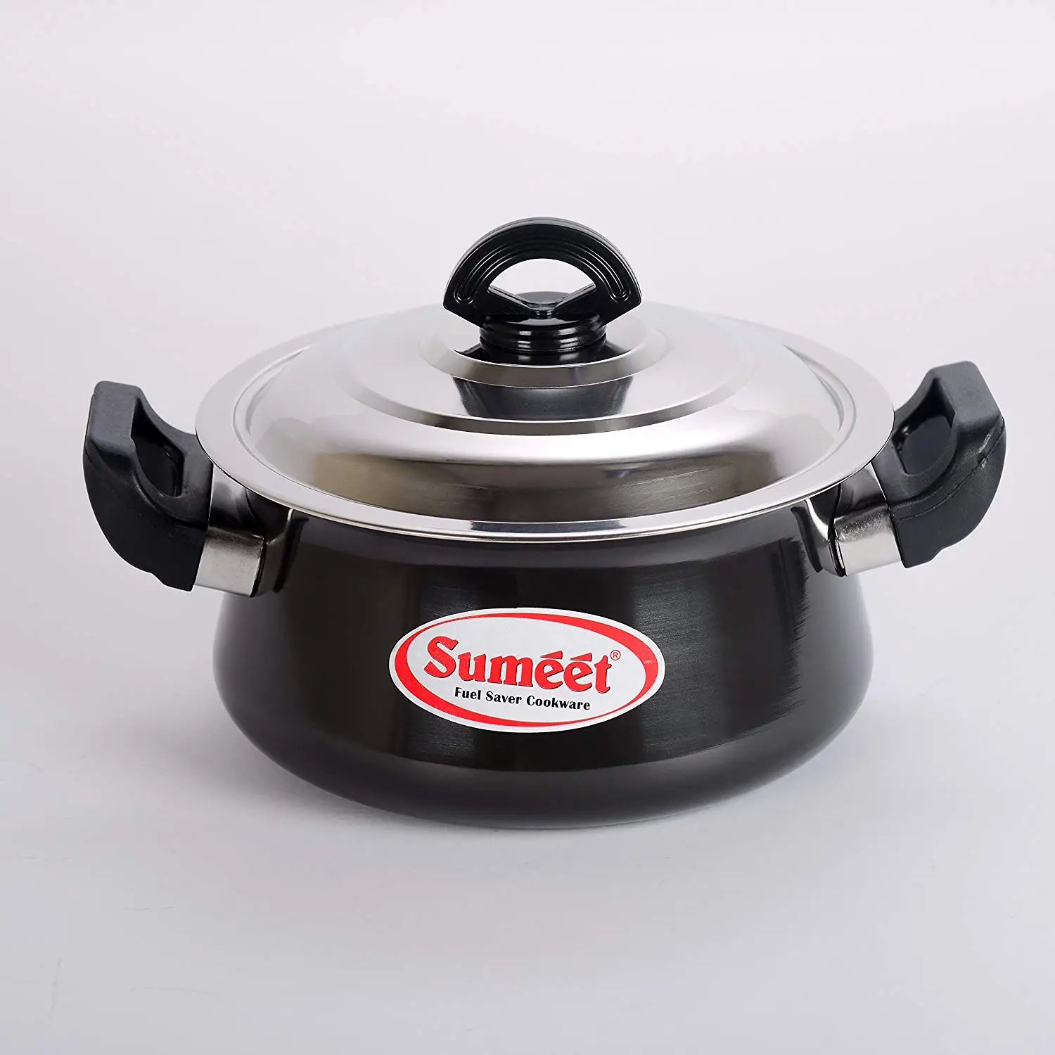 Vinod Pearl Hard Anodised Handi with Stainless Steel Lid 6.5 L Black