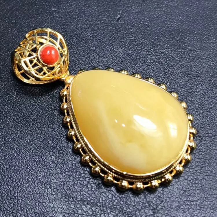 

natural gemstone jewellery wholesale luxury yellow amber charm pendant 925 sterling silver fine jewelry