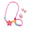 4pcs Kids Baby Girl's Pearls Beaded Sun Flower Necklace Bracelet Rings Earrings Jewelry Set