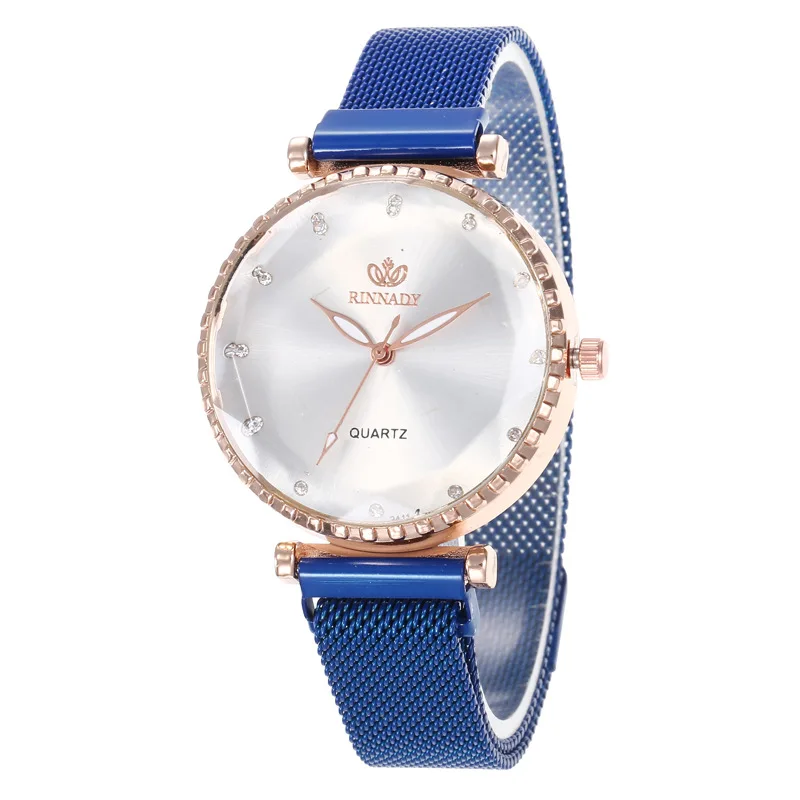 

3821 Luxury Rose Gold Women Watches 2019 Fashion Diamond Ladies Magnet Steel Mesh Clock, 5 different colors as picture