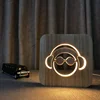 FS-T1805W headset shape wood light Hot product wooden decoration lamp led desk light with usb for birthday gift