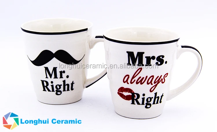 Details about   Mr right Mrs always right gold edition fine china gift boxed present couples 
