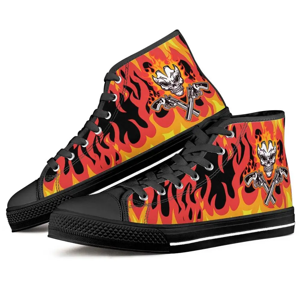 

Chinese shoe wholesaler SKULL high top canvas rubber shoes vulcanizer shoes men dropshipping sneakers Mayorista de calzado