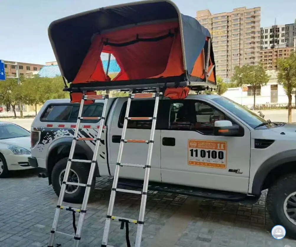 Orange Soft Roof Top Tent With Double Ladders
