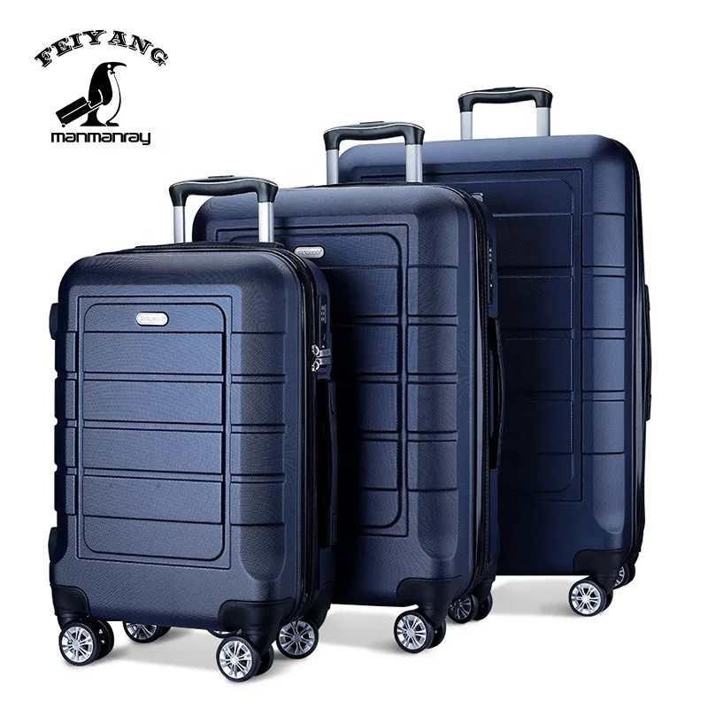 

20'' 24'' 28'' 3 pcs travel luggage set, hard trolley case abs luggage, Black, red,blue, customized