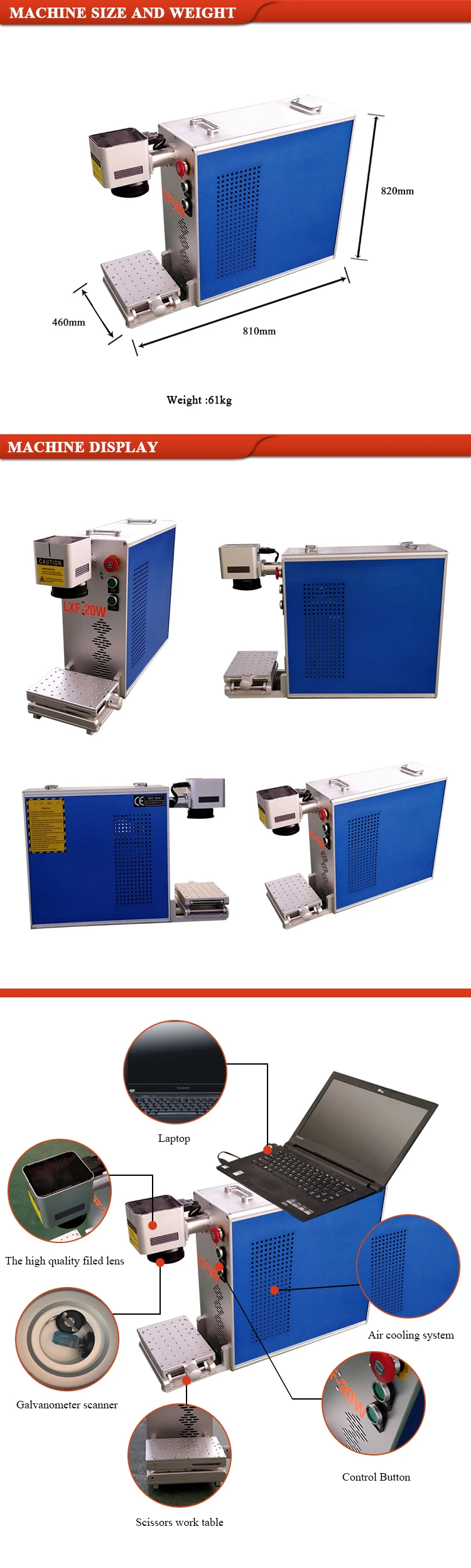 20 30 watt fiber laser marking machine for jewelry PVC pipe