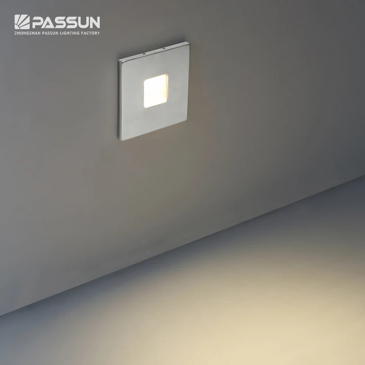 1W LED Indoor Square Step Stair Walkway Wall Corner Light Lamp Pure White 