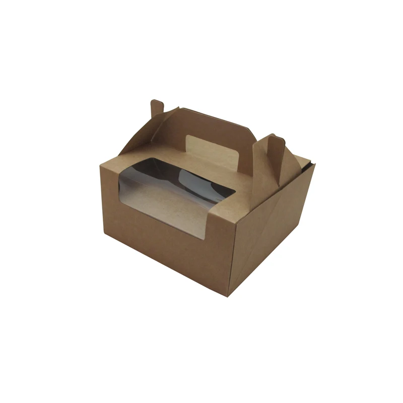 Container Food Paper Takeaway Cake Boxes With Handle Cardboard Box