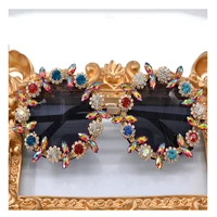 

Barlaycs 2018 wholesale Fashion Luxury Exaggerated diamond setting trendy uv 400 sunglasses