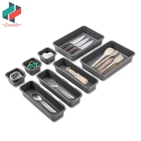 

ZNF00073 Plastic 8 Pcs Drawer Organizer Dividers for Bathroom Cosmetic Makeup and Kitchen Silverware Cutlery Utensil Tool Box