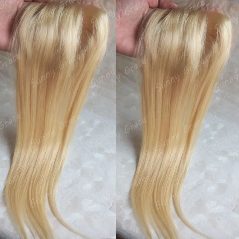 

Best quality brazilian virgin hair blonde color straight human hair silk base closure with natural hairline, N/a