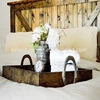 wooden rustic Farmhouse chic serving Tray with Horseshoe Handle,distressed Horse Decor