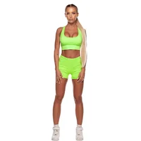 

Ptsports hot summer women's two piece tracksuit crop top and high waist short woman yoga set