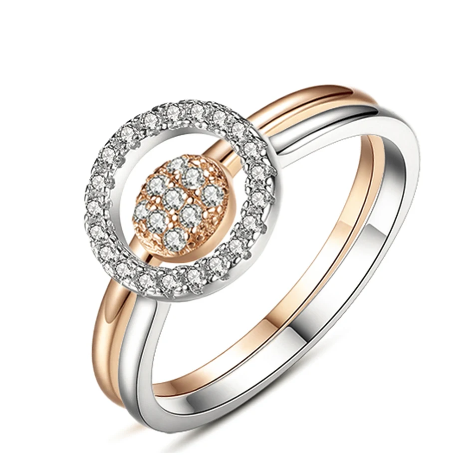 

Classic anillos Rose Gold Jewelry Engagement Wedding Band 925 Sterling Silver Hollow Round Rings Sets for Women Lovers