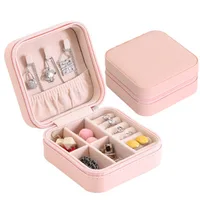 

F1 Women Girl PU Monolayer Small Simple Organizer Portable Jewellery Jewel Case Packaging Gift Boxes Travel Earring Jewelry Box