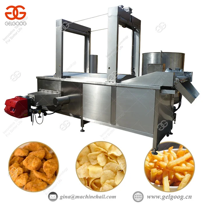Continuous Potato Chips Snack Deep Frying Machine Automatic Plantain Chips Fryer