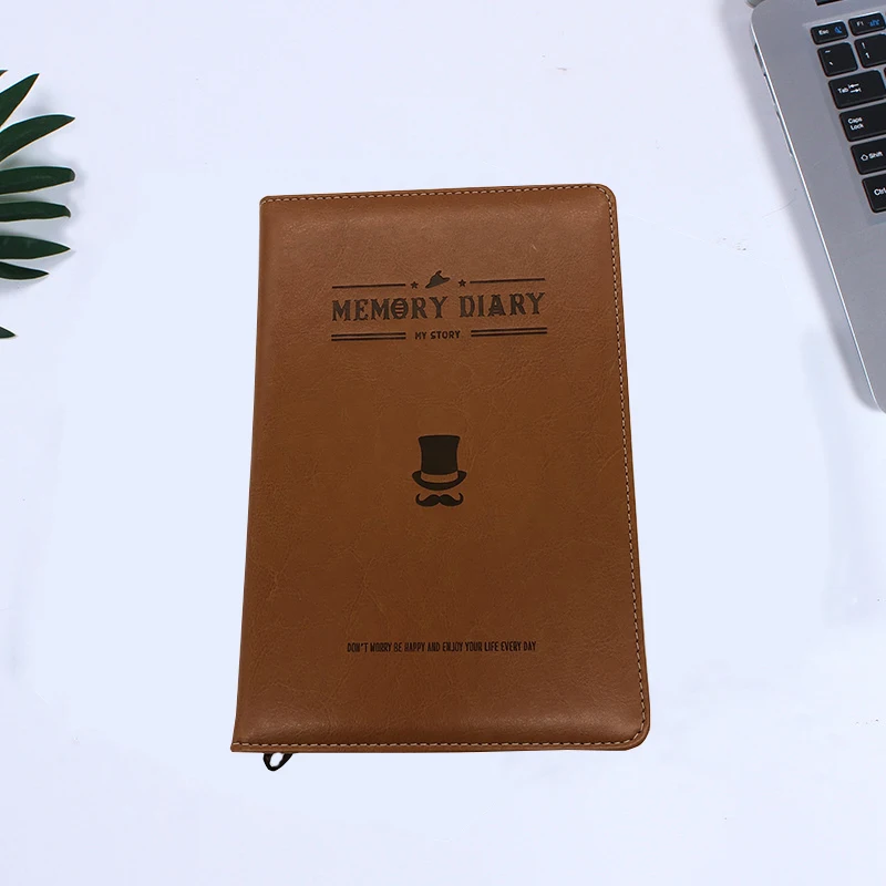 
Stamp Handmade Pu Calender Vintage A5 Display Guest Executive Leather Cover NoteBook 
