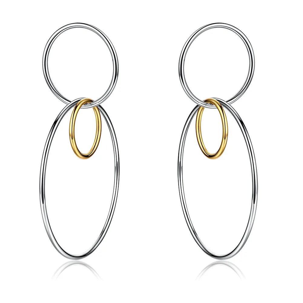 

High Quality Fashion Women Jewelry Three Circle Copper Earrings Hoops