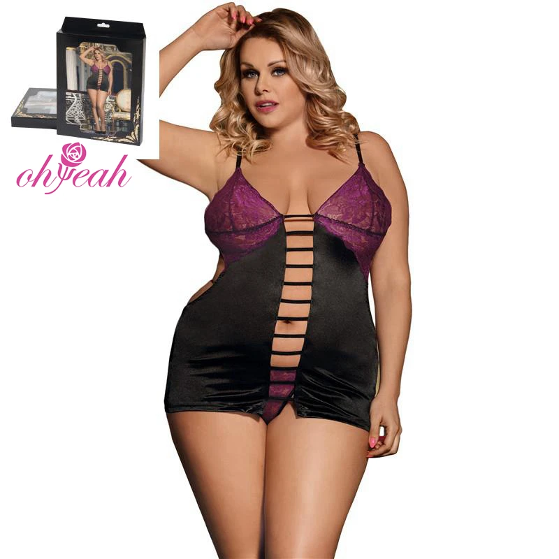 

Plus size women backless nighty satin erotic babydoll lingerie, Purple babydoll lingerie