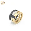 Latest Tri Rings Designs High Quality Cubic Zirconia Black And Gold Wedding Rings For Women