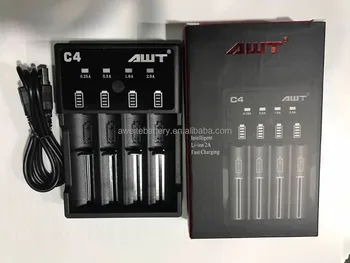 2017 Awt 4 Slots 2a C4 Charger Awt 18650 Battery Charger