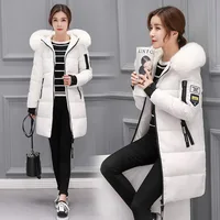

Foreign trade ladies warm hooded cotton-padded clothes women slim long down winter coat