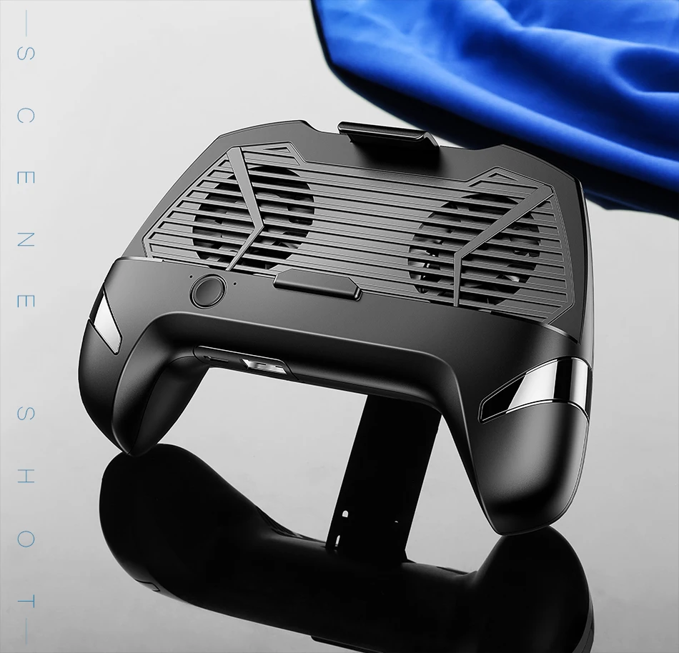 

USAMS Phone Game Holder For 4-6 inch Mobile Cell Phone Dual Fans Stand Phone Heat Sink Cooling Game Controller Handle Holder, Black