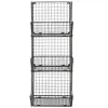 Metal Wire 3 Tier Wall Mounted Kitchen Fruit Produce Bin Rack/Bathroom Towel Baskets