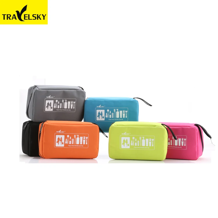 

Travelsky Fashion makeup bag hanging toiletry cosmetic bag toiletries traveling bag, Orange, rose red, green