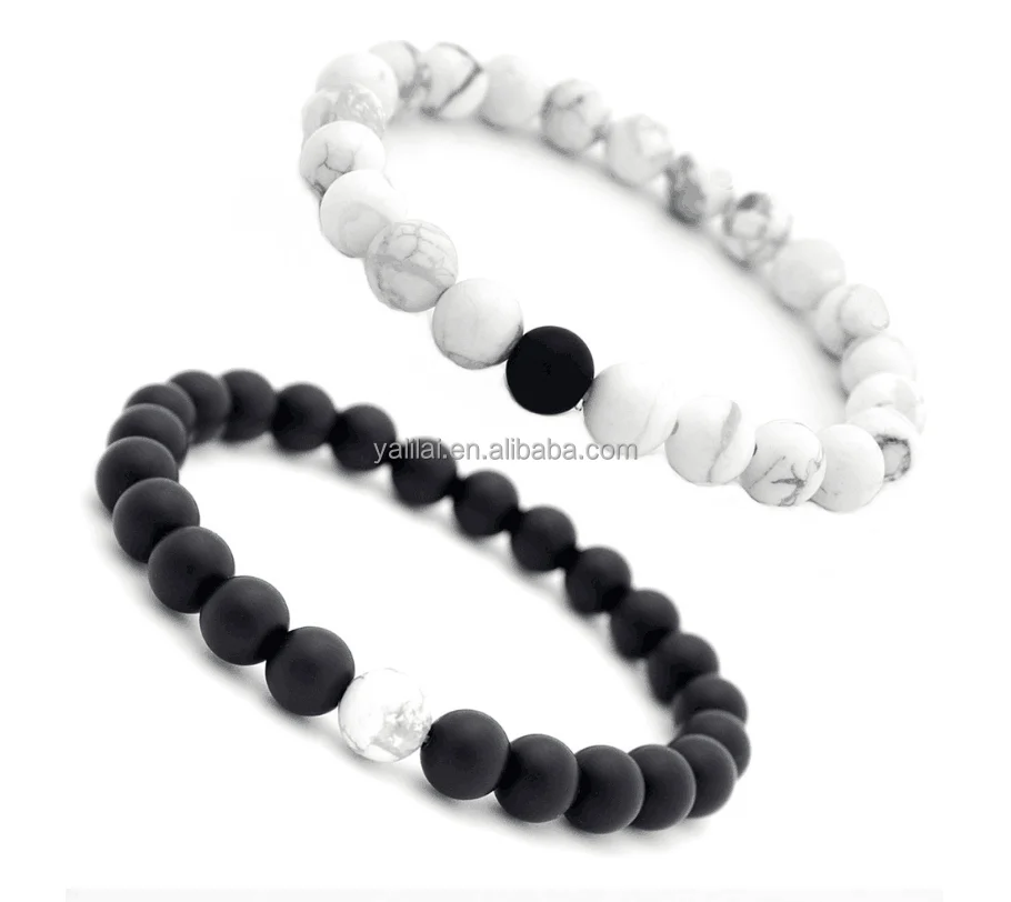 

stone bracelet of White Natural Turquoise With Black Onyx for Bracelets