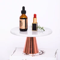 

New Design 2019 copper bracket natural marble circular cake tray wedding cake stand