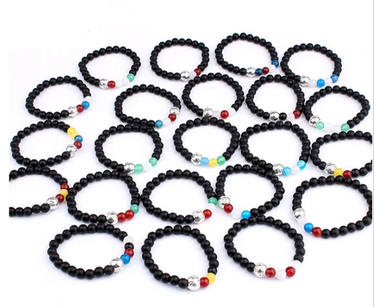 

unique new football gifts natural Onyx stone soccer ball bracelets country flag color stone football bracelets