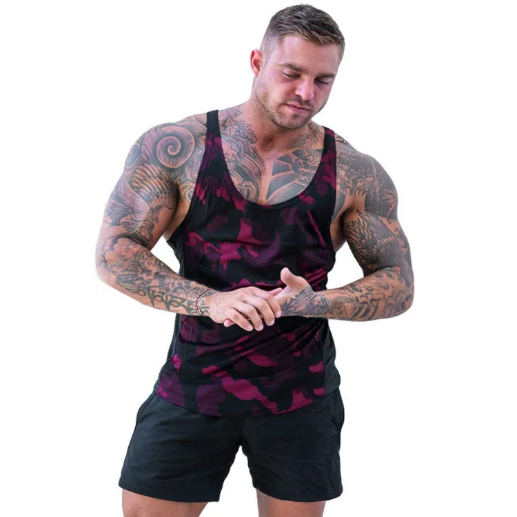 

2019 new muscle man Fitness Camouflage vest Breathable sleeveless Quick drying outdoor GYM clothes shaped vest sportswear, Colors