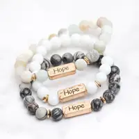 

Cheap Price Natural Lava Stones Bead Bracelet Elastic Size With HOPE Engrave Bracelet For Lover DIY Customer Logo Jewelry