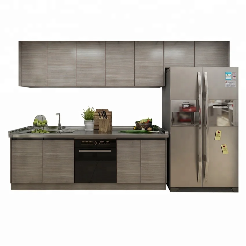 Commercial Flat Pack Melamine Finishing Door Kitchen Cabinet With