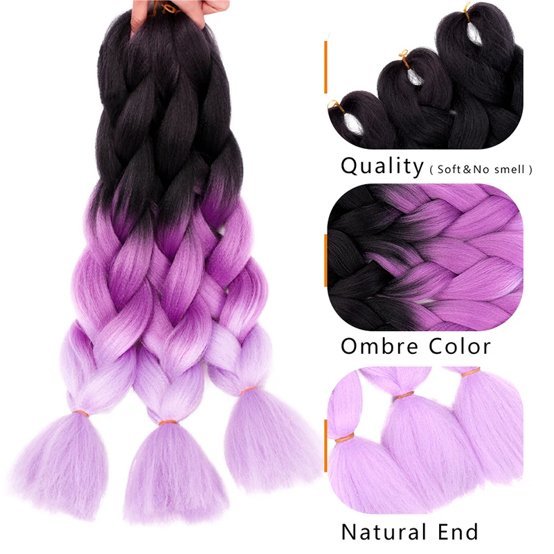 
Single Braids Hair 24 Inch 100g Three Tone Ombre Kanekalon Jumbo Braiding Hair Extension Wholesale Beauty China Manufacturer 