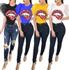 Women Print Shirt Lady Basic Top Plus Size T-Shirt