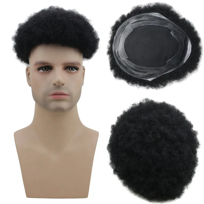 

Indian Human Remy Hair Afro Hair Toupee For Black Men, N/a